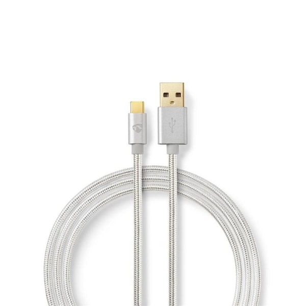 Nedis USB-kabel | USB 2.0 | USB-A Han | USB-Câ„¢ Han | 15 W | 480 Mbps | Guldplateret | 2.00 m | Runde | Flettet / Nylon | Aluminium | Cover Window Bo