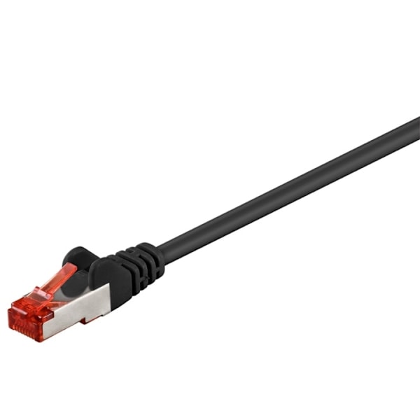 Goobay Patchkabel CAT 6, S/FTP (PiMF), svart, 2 m kopparklädd aluminiumtråd (CCA)