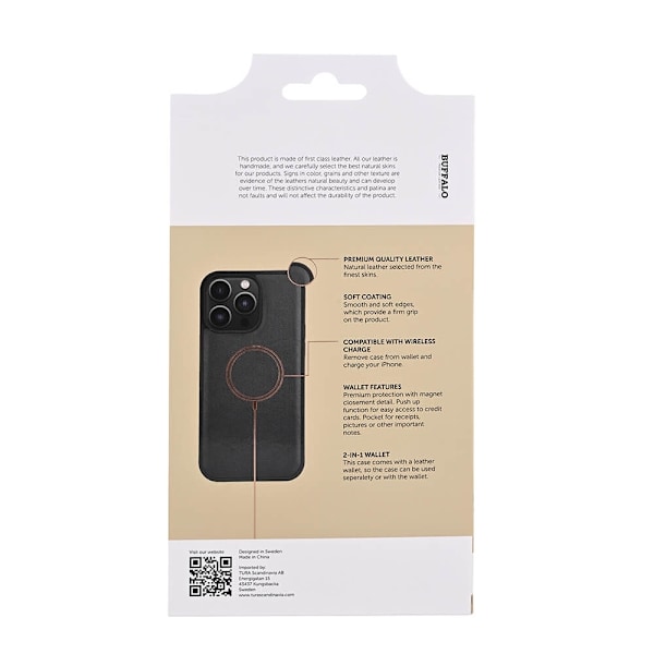 Buffalo Wallet 2-i-1 3 Kort MagSeries Sort - iPhone 15 Pro Max Svart