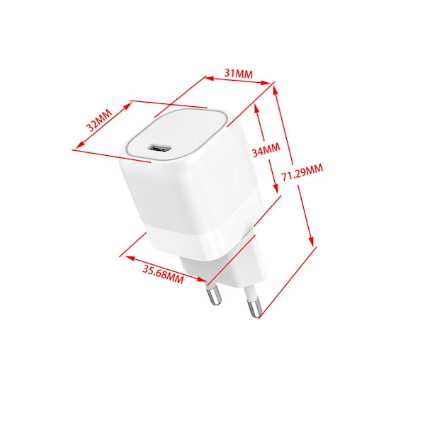 Gear Laturi 220V 1xUSB-C valkoinen PD/PPS 25W kaapeli USB-C–USB-C 3A