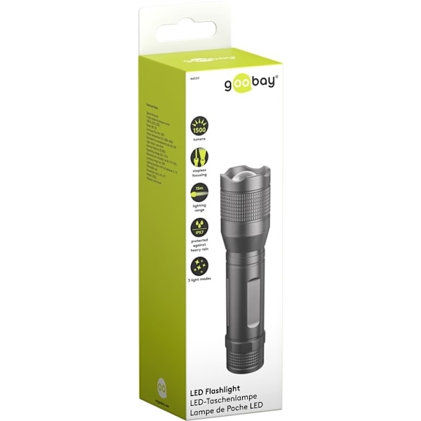 Goobay LED-lommelygte Super Bright 1500 perfekt til arbejde, fritid, sport, camping, fiskeri, jagt og autohjælp
