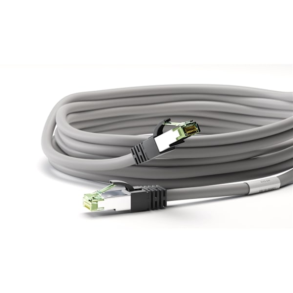 Goobay CAT 8.1 Patchkabel, S/FTP (PiMF), grå 99,9 % syrefri kopparledare (OFC), AWG 24, halogenfri kabelhölje (LSZH), 0.5 m