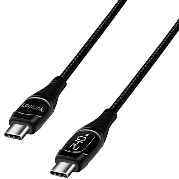 LogiLink USB-C - USB-C-kabel med display 100W 1 m Svart