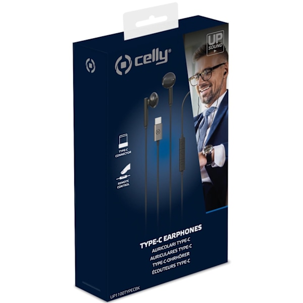 Celly UP1100 Stereoheadset Drop USB-C Svart Svart