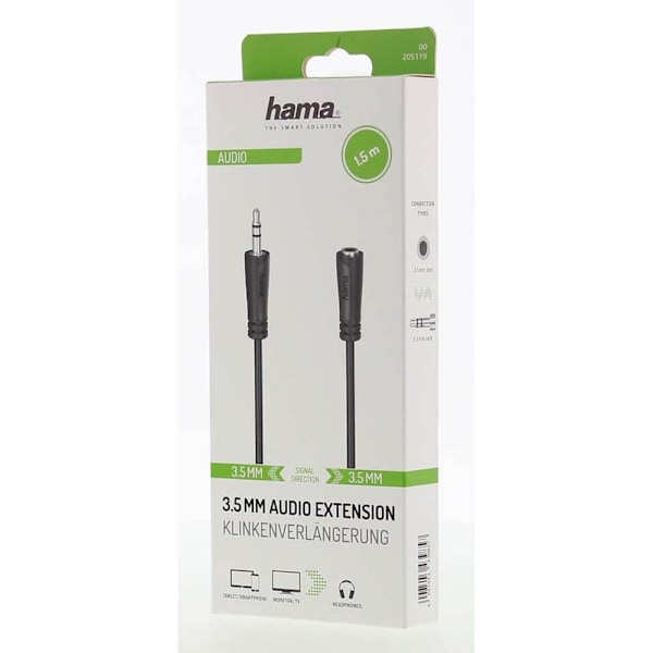 Hama Audiokabel 3.5mm-han-3.5mm-hun Forlænger 1.5m