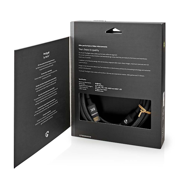 Nedis Ultra High Speed ​​HDMI ™ kabel | HDMI™ Kontakt | HDMI™ Kontakt | 8K@60Hz | 48 Gbps | 3.00 m | Rund | 6.7 mm | Grått Med Metall | Lock