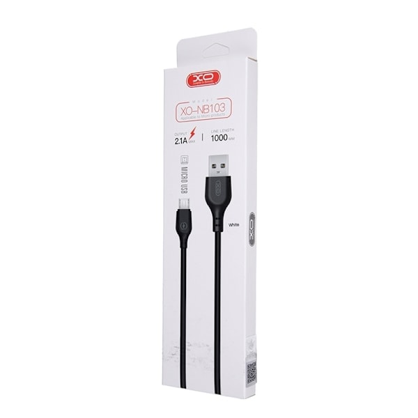 XO NB103 USB - microUSB-kabel (2,1A) 1m, Vit