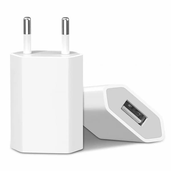 Seinälaturi 1A, 1 x USB-A, valkoinen