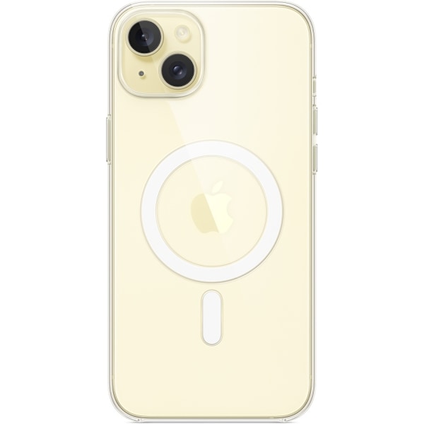 Apple iPhone 15 Plus kirkas kuori MagSafella, läpinäkyvä Transparent