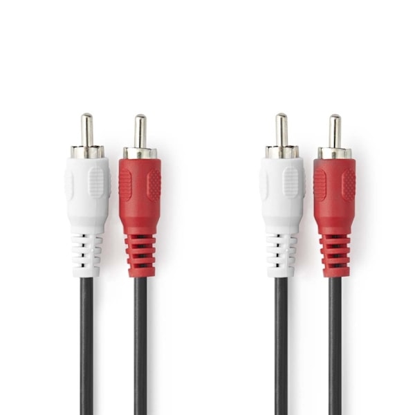 Nedis Stereoäänikaapeli | 2x RCA uros | 2x RCA uros | Niklattu | 2.00 m | Pyöreä | Musta | Label