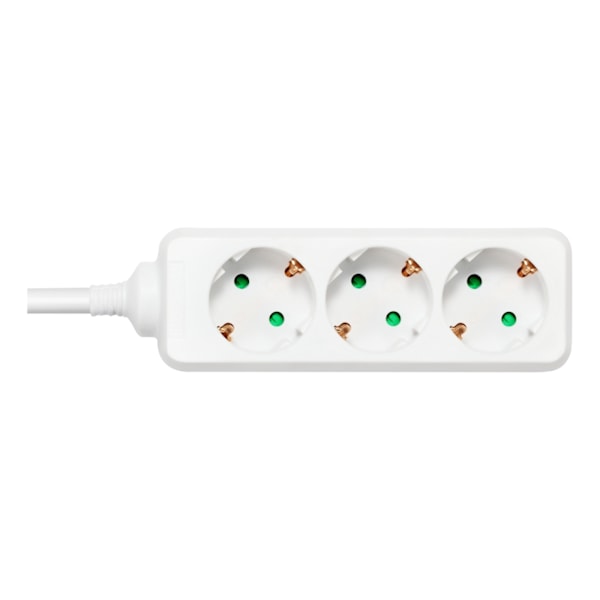 DELTACO GT-0302 Stikdåse 3-stik 16A Hvid 5m