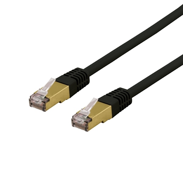 DELTACO S/FTP Cat6a patch cable, delta cert, LSZH, 0,5m, black