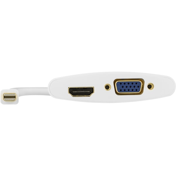 DELTACO sovitin Mini DisplayPort - HDMI ja VGA, 0,25m, valkoinen