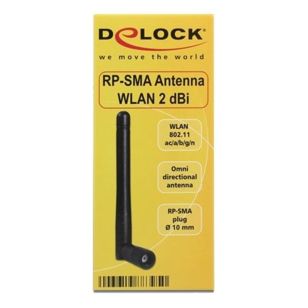 Delock WLAN 802.11 ac/a/b/g/n Antenna RP-SMA plug 2 dBi omnidire