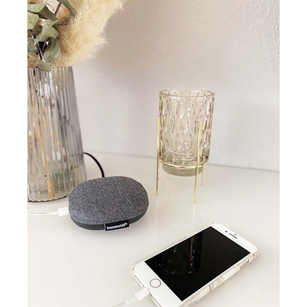 Estilo ladestation med tekstiloverflade (møbelstik med 1x Euro-stik og 2x USB-oplader, inklusive velcro-kabelbindere)