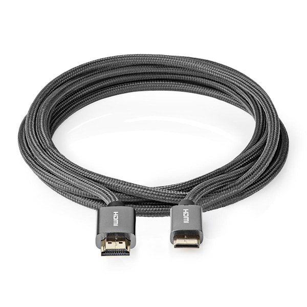 Nedis High Speed ​​HDMI ™ Kaapeli Ethernet | HDMI™ liitin | HDMI™ Mini | 4K@60Hz | 18 Gbps | 2.00 m | Pyöreä | Puuvilla | Antrasiitti / Gun Metal Harm