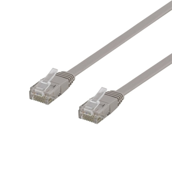 DELTACO U/UTP Cat6 patch cable, flat, 2m, 250MHz, gray