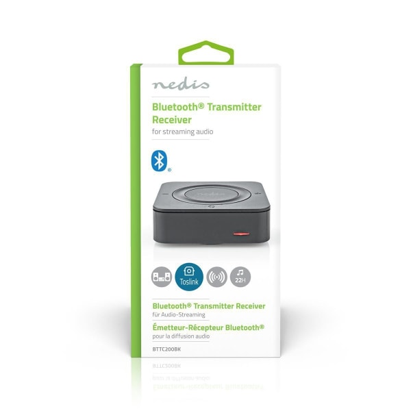 Nedis Bluetooth® Transceiver | Anslutningsingång: 1x AUX / 1x SPDIF | Anslutningsutgång: 1x AUX / 1x SPDIF | AptX ™ Low latency / AptX™ / SBC | Up to