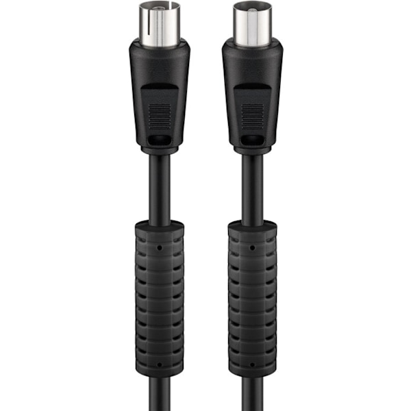 Goobay Antennkabel med ferrit (80 dB), dubbelskärmad koaxial-plugg > koaxial-plugg (helt skärmad), 1.5 m