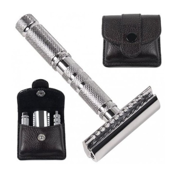 Parker A1-R 4 Piece Travel Safety Razor & Leather Pouch