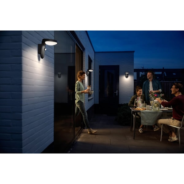 Philips Tyla Vägglampa Solcell IR-sensor Ultra Efficient LED 255lm IP44 Antracit