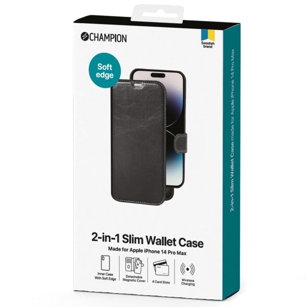 Champion 2-in-1 Slim wallet iPhone 14 Pro Max Svart