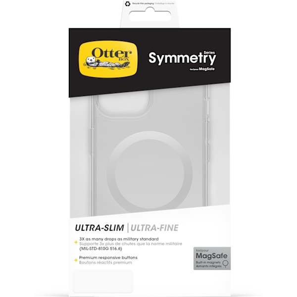 Otterbox Symmetry Clear for MagSafe -skyddsfodral, iPhone 15 / 14 / 13, genomskinligt Transparent