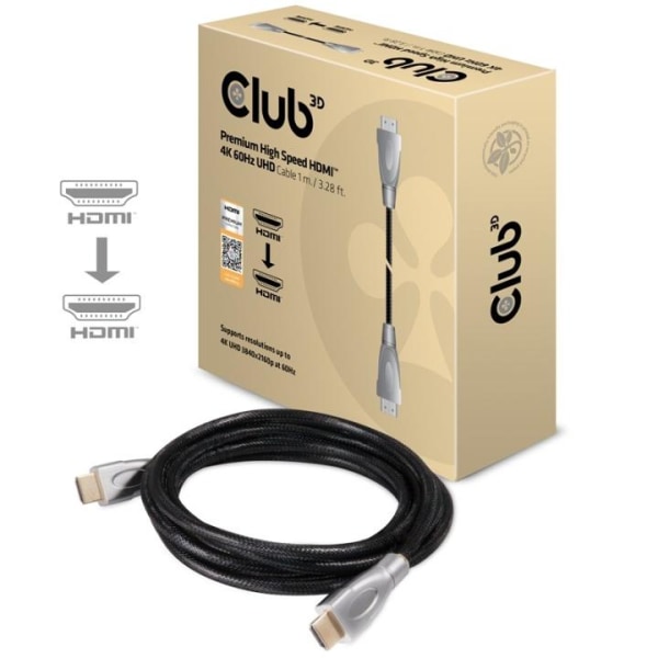 CLUB3D Premium High Speed HDMIT 2.0 4K60Hz UHD Cable 1 m/ 3.28 f