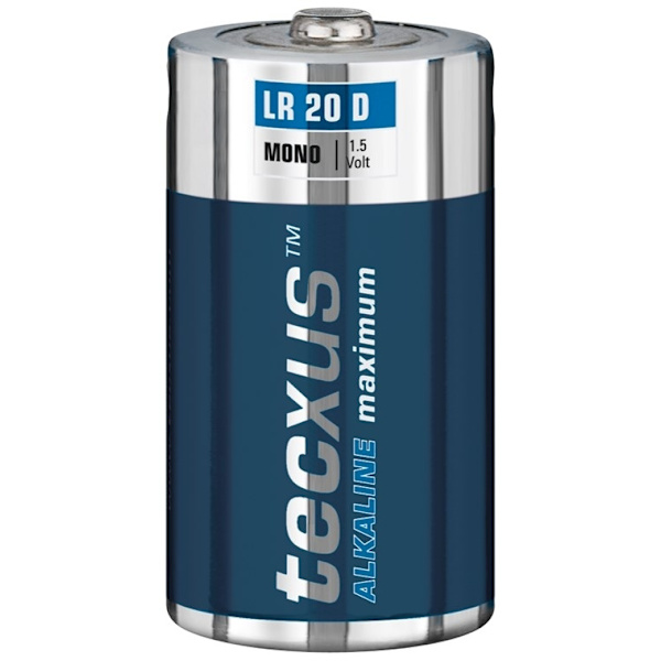 tecxus LR20/D (Mono) batteri, 2 stk. blister alkaline mangan batteri, 1,5 V