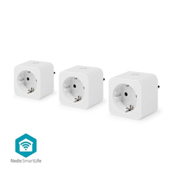 Nedis SmartLife Smart Plug | Wi-Fi | Effektmåler | 3680 W | Type F (CEE 7/7) | 0 - 55 °C | Androidâ„¢ / IOS | Hvid | 3 stk