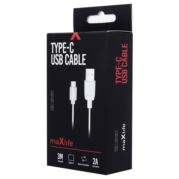 Maxlife USB-C Laddkabel för snabbladdning (2A), 3m