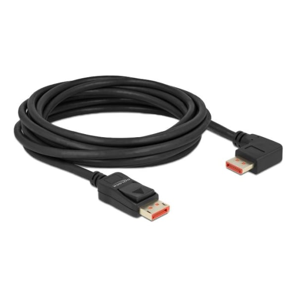 Delock DisplayPort cable male straight to male 90° right angled 8K 60Hz 5m