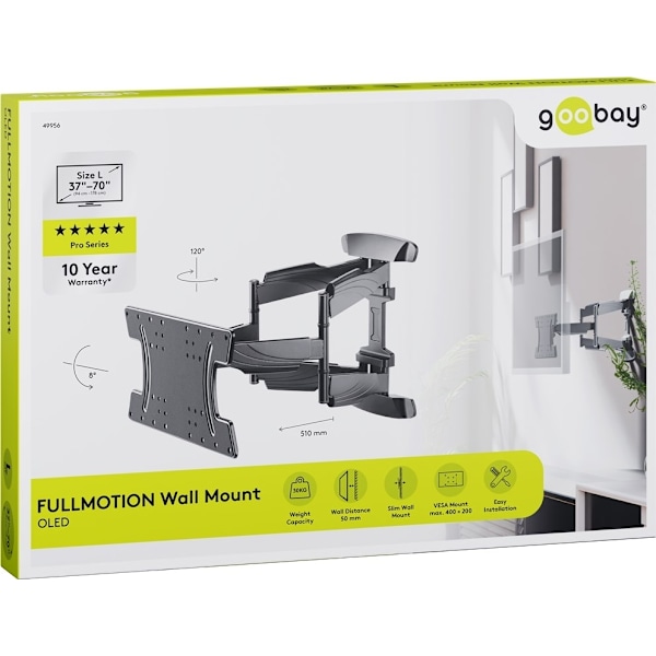 Goobay TV-väggfäste OLED FULLMOTION (L) speciellt för OLED-TV-apparater från 37 till 70 tum (94-178 cm), helt rörliga (vridbart och lutat) upp till 30