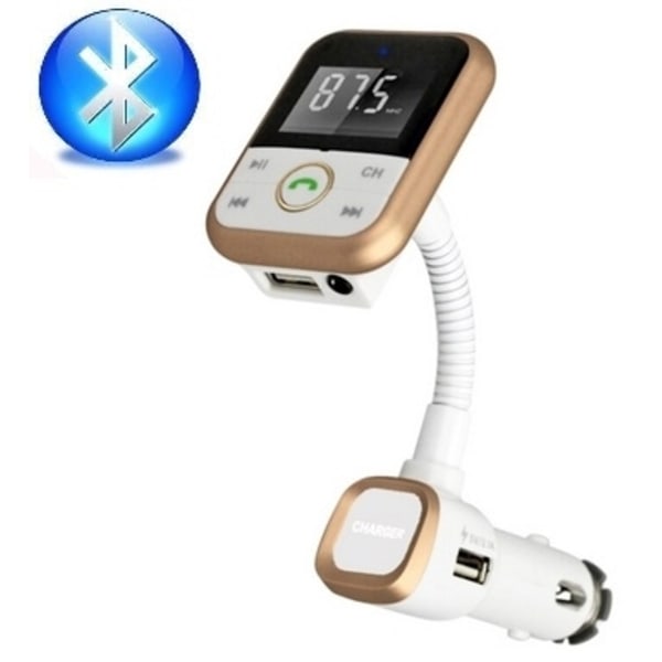 FM-sender med Bluetooth-håndfri og billader (guld)