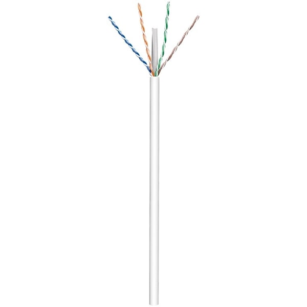 Goobay CAT 6 patchkabel, U/UTP, vit CCA kopparblandning för SOHO applikationer, AWG 23/1 (solid), PVC, 100 m