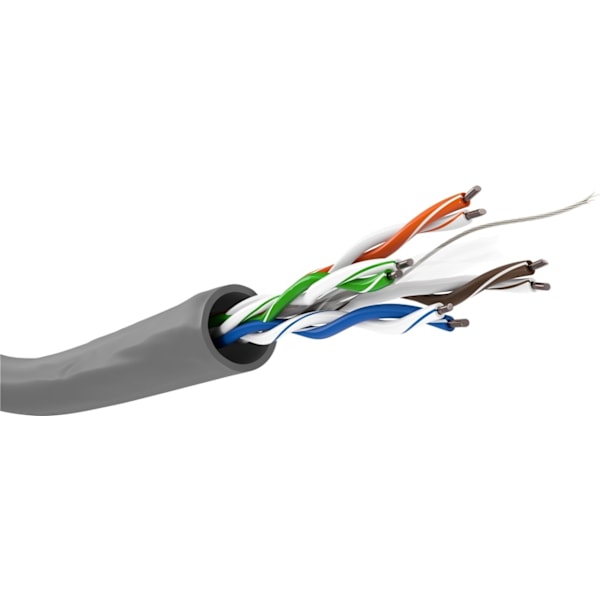 Goobay CAT 6 patchkabel, U/UTP, grå kopparklädd aluminiumledare (CCA), AWG 23/1 (solid), kabelhölje PVC, 305 m