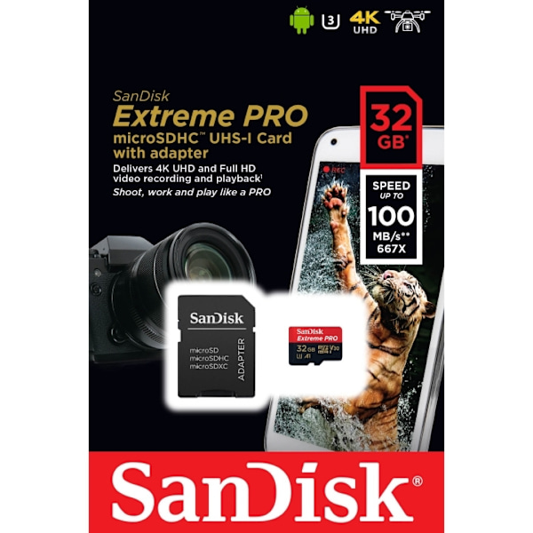 SanDisk MicroSDHC Extreme Pro 32GB 100MB/s A1 C10 V30 UHS-I