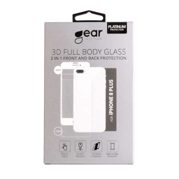 GEAR Panssarilasi 3D 2in1 Front & Back  iPhone8 Plus Edge to Edg Vit
