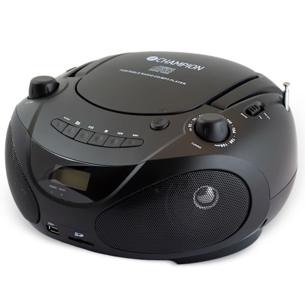 Champion Boombox CD/Radio/MP3/USB Black