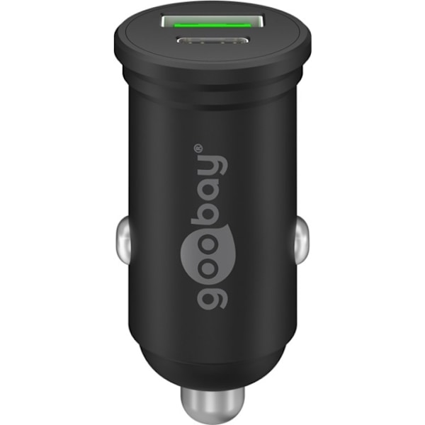Goobay Dubbel USB-billadare USB-C™ PD (Power Delivery) (45 W) 45 W (12/24 V), lämplig för enheter med USB-C™ (Power Delivery), t.ex. iPhone 12 musta