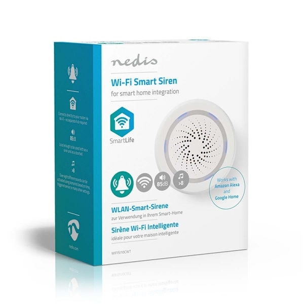 Nedis SmartLife-Siren | Wi-Fi | Strömadapter | 8 Ljud | 85 dB | Androidâ„¢ / IOS | Vit