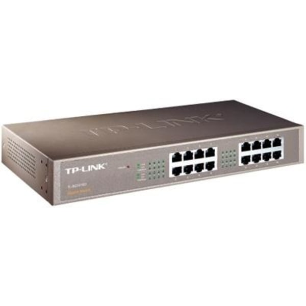 TP-LINK, netværksswitch, 16-ports 10/100/1000Mbps, RJ45, metal,