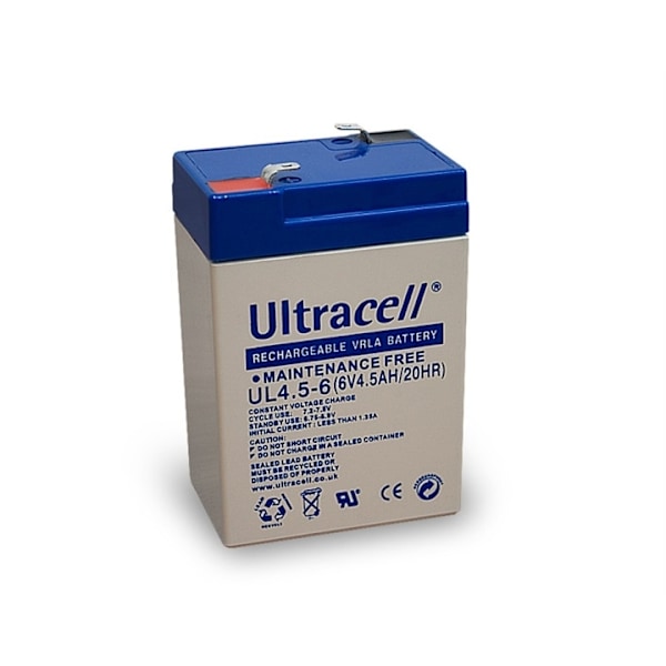 Ultracell Blybatteri 6 V, 4,5 Ah (UL4.5-6) Faston (4.8mm) Blybatteri