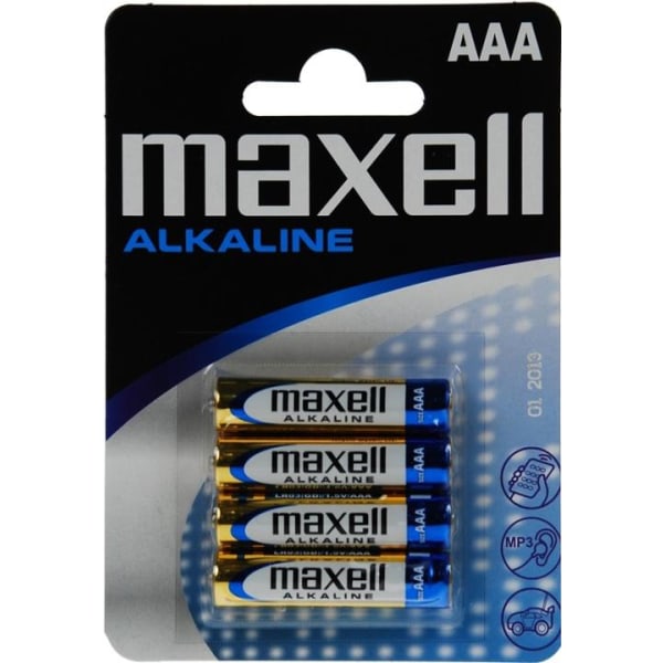 Maxell batterier, AAA (LR03), Alkaline, 1,5V, 4-pack