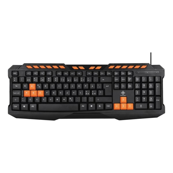 DELTACO GAMING keyboard, anti-ghosting, USB, nordic, black/orang