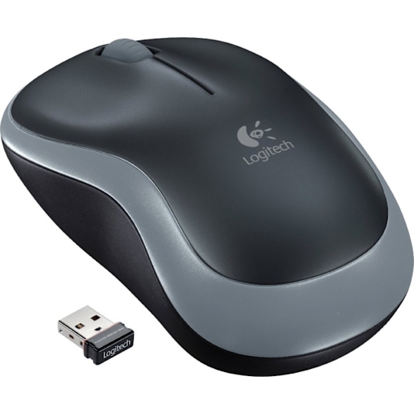 M185 wireless, 2 buttons + scroll, nano-receiver, USB, grey Svart, Grå