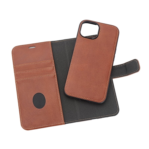 RADICOVER Wallet Case 2i1 Anti-stråling Læder MagS Brun - iPhone 15 Brun