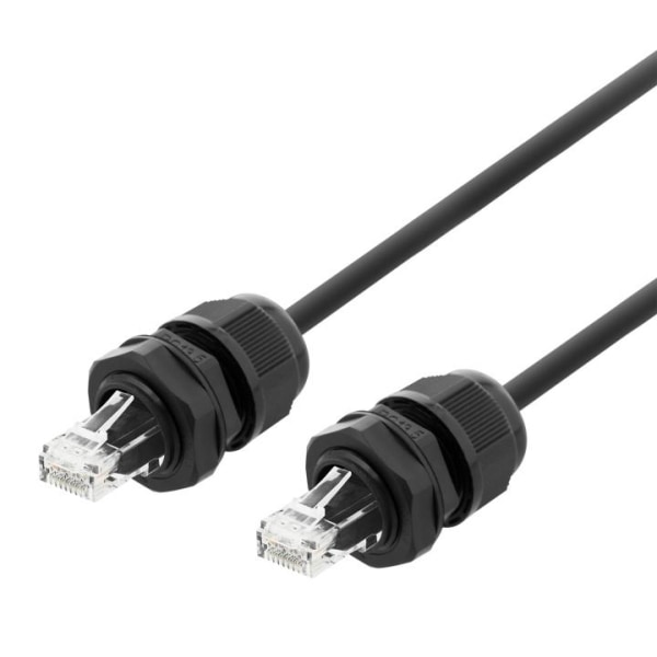 Deltaco S/FTP Cat6a patch cable, 2m, IP68, PG13.5, black