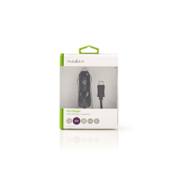 Nedis Biloplader | 18 W | 1x 3.0 A | Antal output: 1 | USB-C™ (Fixed) kabel | 1.00 m | Single Voltage Output