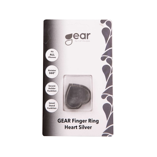 GEAR Mobilring matt silver hjärta med ställfunktion